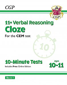 CGP - New 11+ CEM 10-Minute Tests: Verbal Reasoning Cloze - Ages 10-11 Book 1 (with Online Edition)