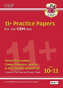 CGP - New 11+ CEM Practice Papers: Ages 10-11 - Pack 1 (with Parents' Guide & Online Edition)