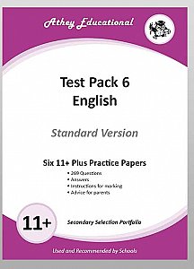 Athey Educational - 11 plus Test Pack 6 English Practice Papers Portfolio, Standard