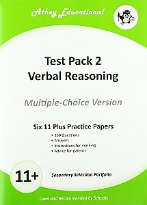 Athey Educational - 11 plus Test Pack 2 Verbal Reasoning Practice Papers Portfolio, Multiple Choice