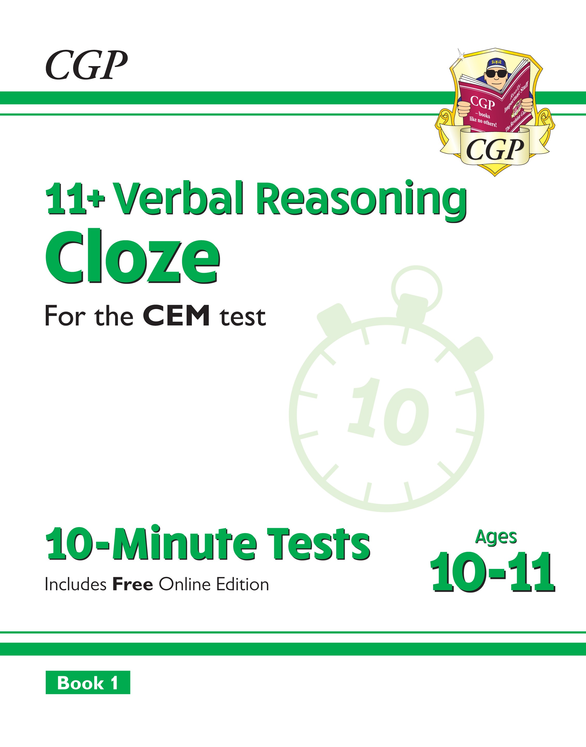 CGP - New 11+ CEM 10-Minute Tests: Verbal Reasoning Cloze - Ages 10-11 Book 1 (with Online Edition)