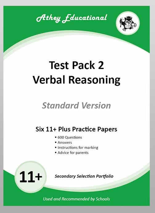 Athey Educational - 11 plus Test Pack 2 Verbal Reasoning Practice Papers Portfolio, Standard