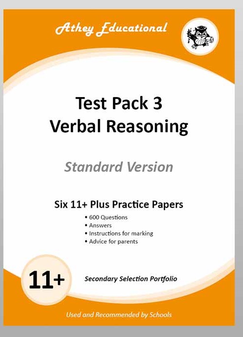 Athey Educational - 11 plus Test Pack 3 Verbal Reasoning Practice Papers Portfolio, Standard