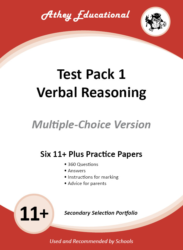 Athey Educational - 11 plus Test Pack 1 Verbal Reasoning Practice Papers Portfolio, Multiple Choice