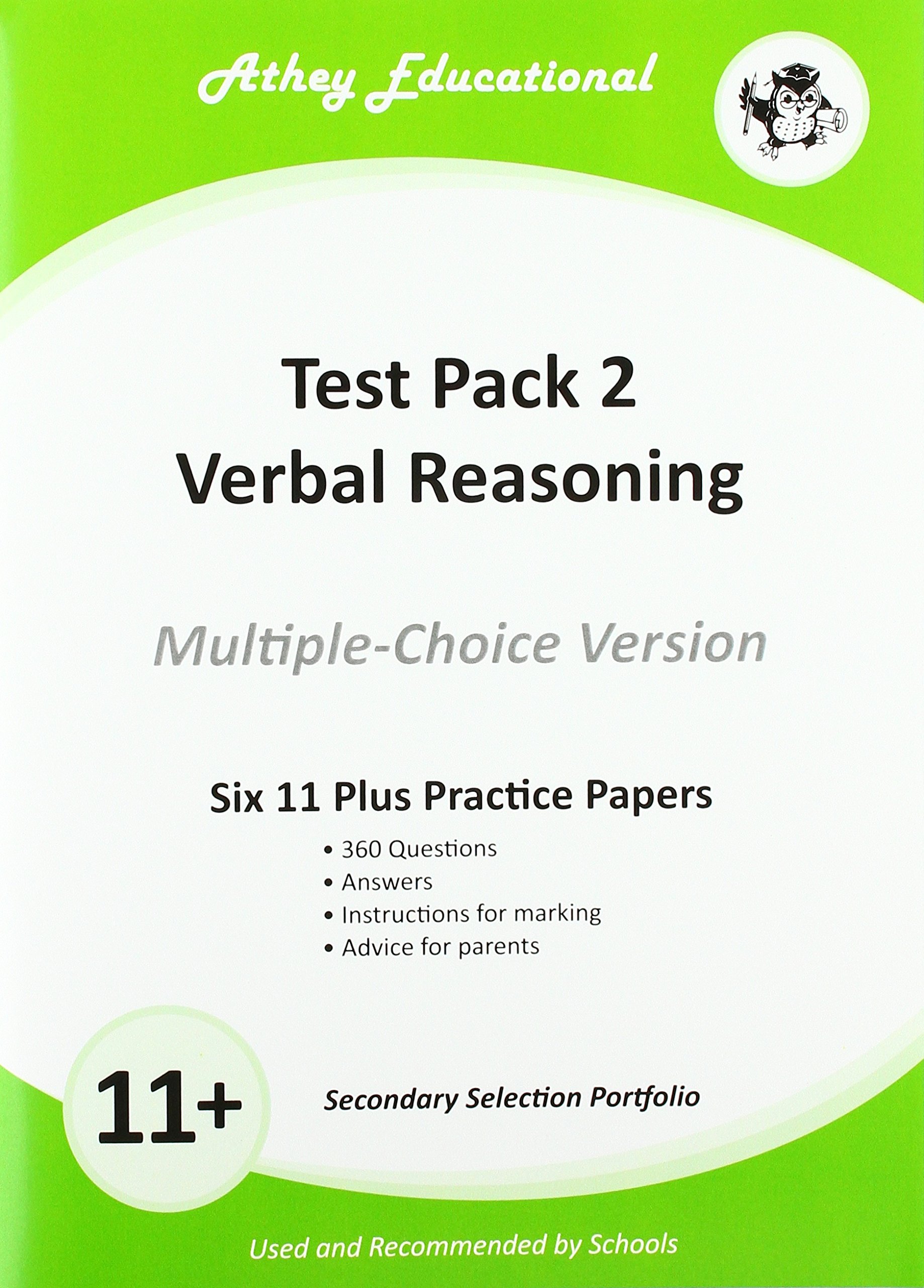 Athey Educational - 11 plus Test Pack 2 Verbal Reasoning Practice Papers Portfolio, Multiple Choice